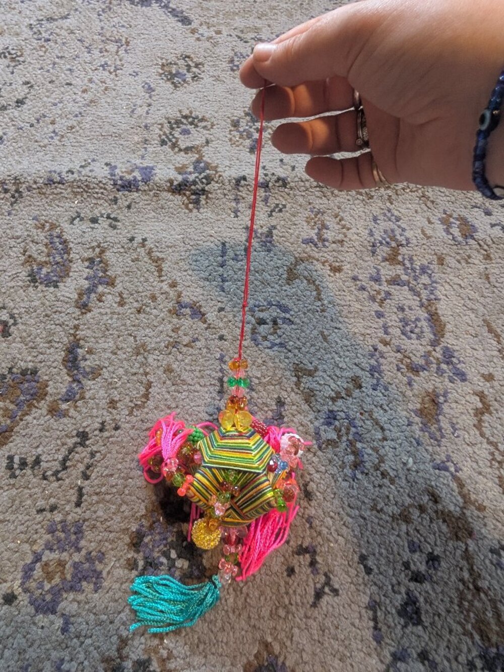Colorful Asian Tassel Bead String Hanging Ornament Pink Blue Green Yellow